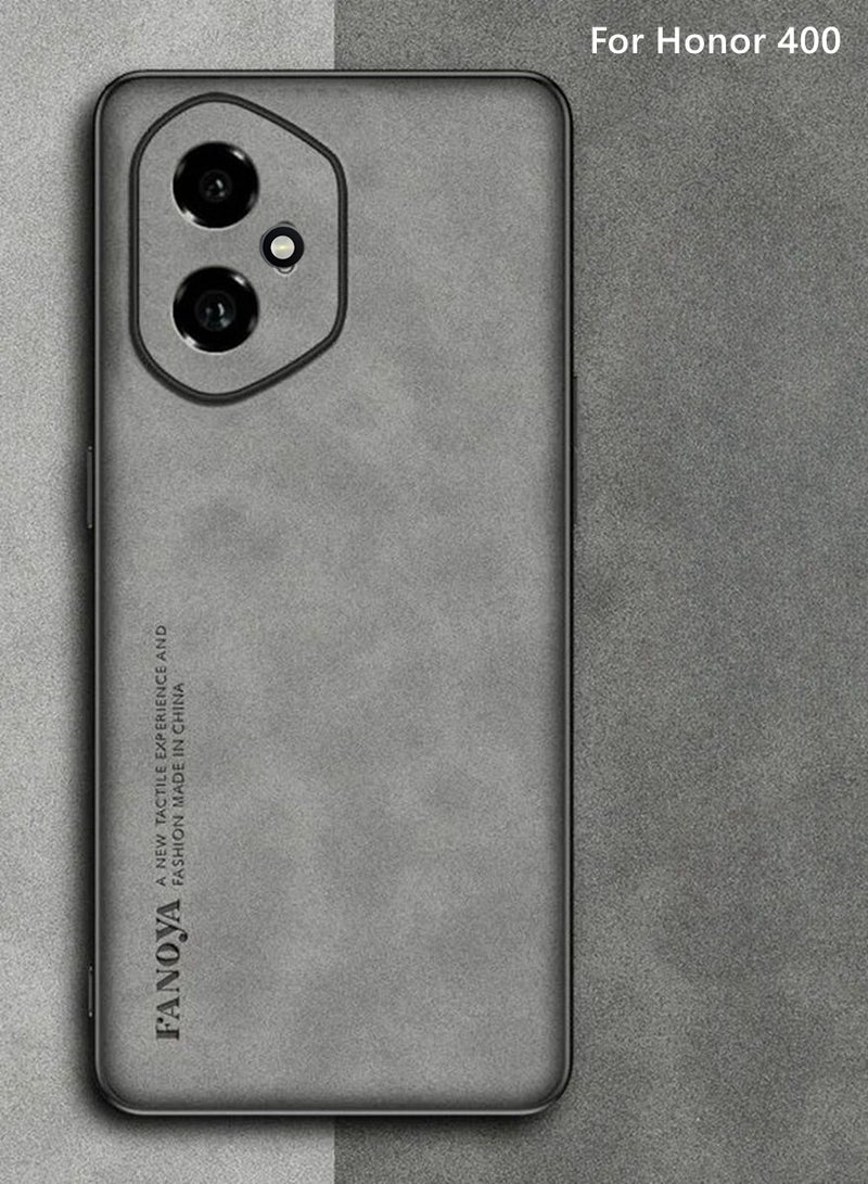 for Honor 400 Case ,  Imitation Sheepskin Leather Honor 400 Case Matte Bumper [Military Grade Protection] ，Premium Texture，Shockproof phone cover for Honor 400 ，Gray - Image 1