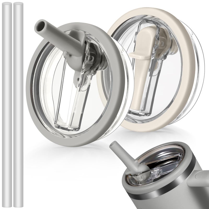 ANTAND 2 Pack Flip Straw Lid Replacement Fit for 40 oz Stanley Cup  No Spill 40 oz Tumbler Lid Replacement  Spill Proof Flip Top for Stanley Lids  Reusable Tumbler Covers for 40oz Stanley Accessories - Image 1