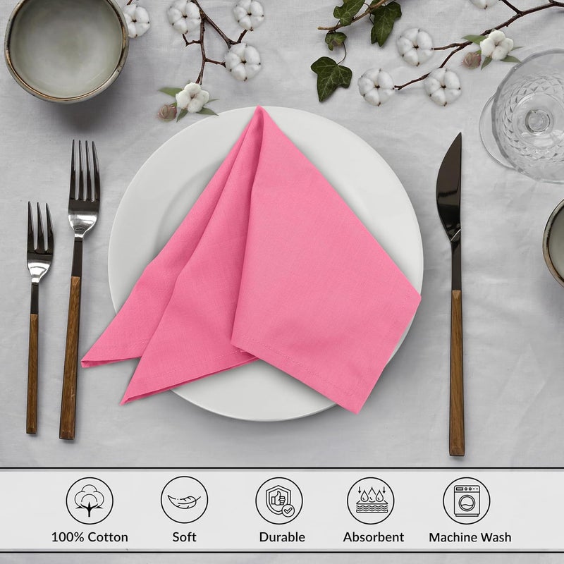 Ruvanti Cloth Napkins Set of 6 18x18 Inches 100 Cotton Washable Soft  Absorbent Perfect for Wedding Christmas Thanksgiving Dinners  Pink - Image 3