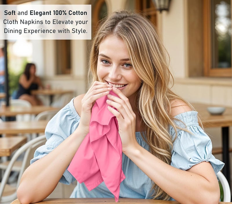 Ruvanti Cloth Napkins Set of 6 18x18 Inches 100 Cotton Washable Soft  Absorbent Perfect for Wedding Christmas Thanksgiving Dinners  Pink - Image 5