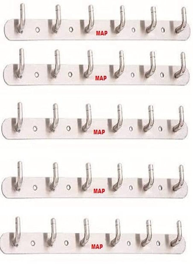 MAP Pack of 5 PC Stainless Pure Steel 6 PIN - Cloth Hook Hanger .Wall Door Hook (SSL). - Image 1