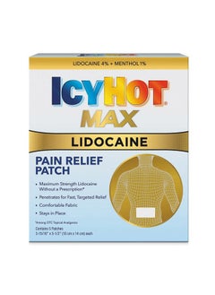 Icy Hot Max Strength Lidocaine Pain Relief Patch (5 Count) Penetrates for Fast, Targeted Relief  - Image 1