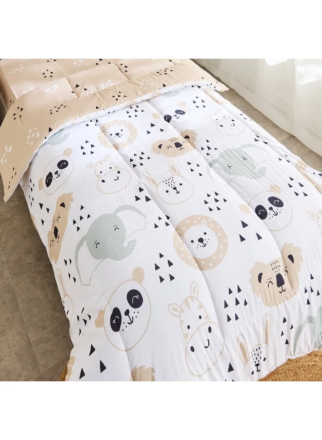 Home Box Joy Slumber 2-Piece Safari Single Microfibre Comforter Set - 135x220 cm