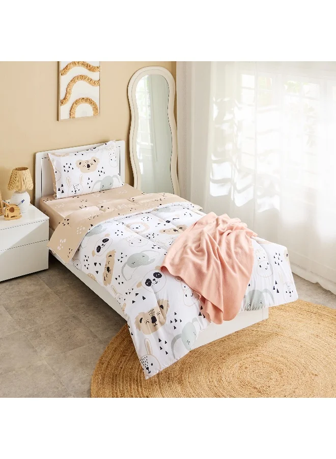 Home Box Joy Slumber 2-Piece Safari Single Microfibre Comforter Set - 135x220 cm