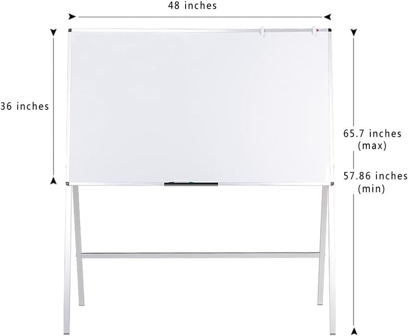 VIZ-PRO لوحة بيضاء قابلة للتعديل من الميلامين H-ستان، 48 × 36 بوصة - Image 2