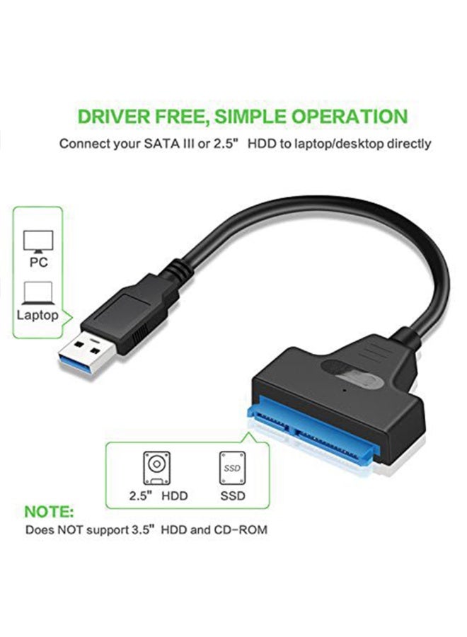 كابل محول من USB 3.0 إلى SATA III – محول لمحركات الأقراص HDD وSSD مقاس 2.5 بوصة، سرعة نقل بيانات عالية تصل إلى 5 جيجابت في الثانية، دعم بروتوكول UASP، ميزة التوصيل والتشغيل (Plug & Play)، دعم التبديل السريع (Hot Swap)، متوافق مع أنظمة Windows وMac OS وLinux. - Image 5