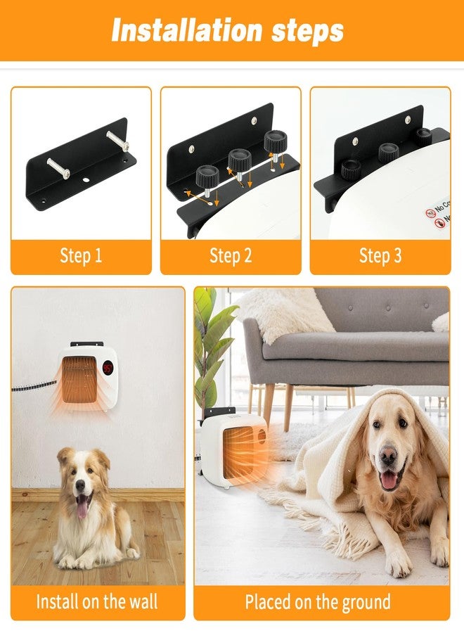 Midollarle Dog House Heater with Thermostat, Wall-Mounted Dog Heater, White - Image 5