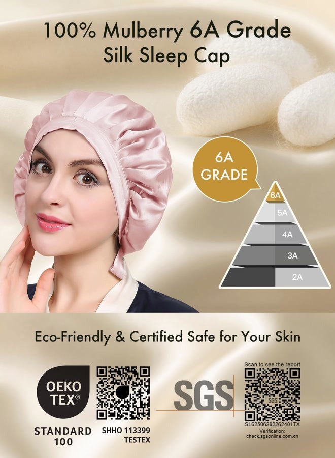 LilySilk 100% Mulberry Silk Bonnet, Silk Night Sleep Cap Adjustable Hair Wrap for Sleeping, Rosy Pink - Image 2
