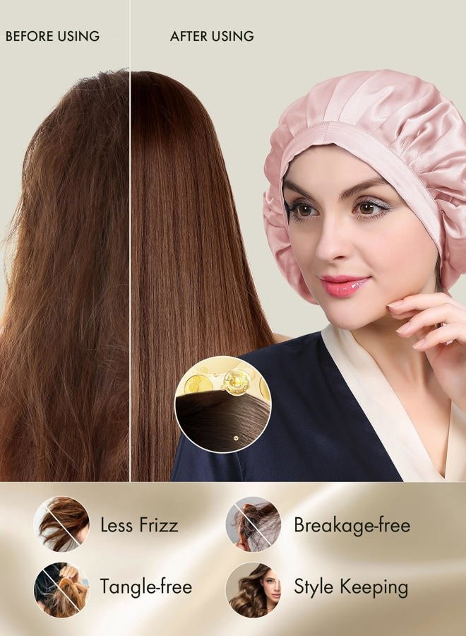 LilySilk 100% Mulberry Silk Bonnet, Silk Night Sleep Cap Adjustable Hair Wrap for Sleeping, Rosy Pink - Image 4