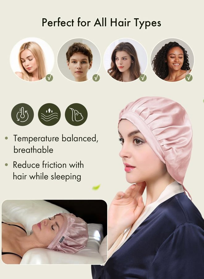 LilySilk 100% Mulberry Silk Bonnet, Silk Night Sleep Cap Adjustable Hair Wrap for Sleeping, Rosy Pink - Image 5