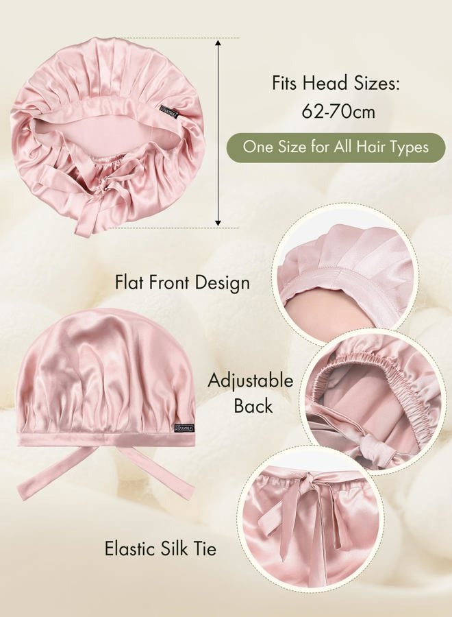 LilySilk 100% Mulberry Silk Bonnet, Silk Night Sleep Cap Adjustable Hair Wrap for Sleeping, Rosy Pink - Image 3