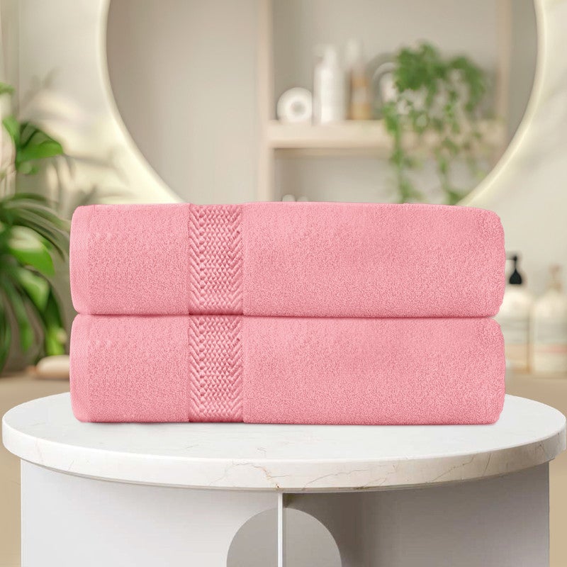 REST Bath Sheet   Set of 2 Dust Pink Cotton Bath Sheet  100x150cm , 39x59 inch Absorbent Cotton Hotel Quality Quick-Dry Durable Comfortable Stylish Thick Bath Sheet Set Machine Washable - Image 2