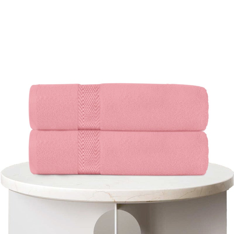 REST Bath Sheet   Set of 2 Dust Pink Cotton Bath Sheet  100x150cm , 39x59 inch Absorbent Cotton Hotel Quality Quick-Dry Durable Comfortable Stylish Thick Bath Sheet Set Machine Washable - Image 1