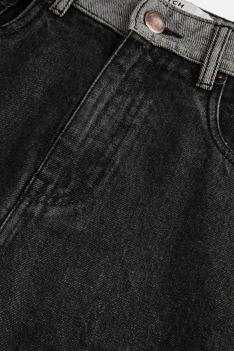 SNITCH Black Black Colour Blocked Loose Fit Streetwear Jeans for Men | Best Price UAE