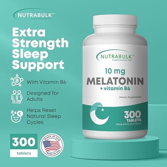 NutraBulk Melatonin 10 mg Tablets – Quick Release Natural Nighttime Sleep Aid for Adults. (300 Count) - Image 2