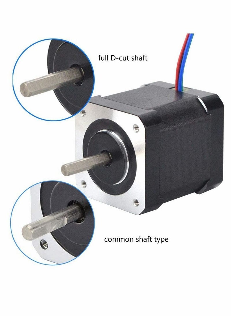 Y&D Dual Shaft Nema 17 Stepper Motor Bipolar, 0.5A/24Ncm/48mm Body/4-lead Wires/60cm Cable and Connector Compatible with 3D Printer/CNC - Image 3