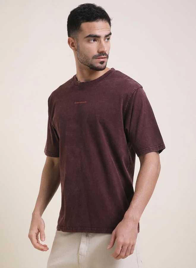 ديفيرينس أوف أوبينيون تيشيرت مطبع بقصة واسعة وغسيل حمضي للرجال