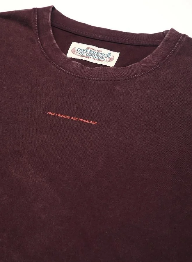 ديفيرينس أوف أوبينيون تيشيرت مطبع بقصة واسعة وغسيل حمضي للرجال