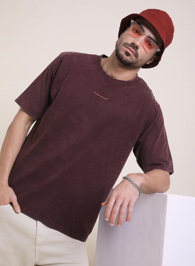 Difference of Opinion Men Oversized Acid Wash Printed T-Shirt - Image 1