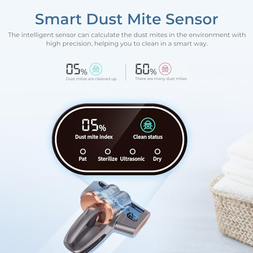 JIGOO S300 PRO Mattress Vacuum Cleaner with UV & Ultrasonic and High Heating,Anti-allergen Powerful Handheld Vacuum for Bed,Sofa - Image 4