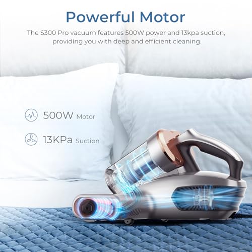 JIGOO S300 PRO Mattress Vacuum Cleaner with UV & Ultrasonic and High Heating,Anti-allergen Powerful Handheld Vacuum for Bed,Sofa - Image 2