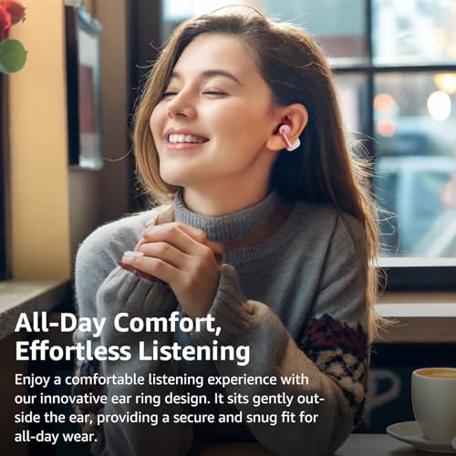 TOZO OpenEarRing True Open Ear Earbuds, Lightweight Comfort Open Ear Clip Wireless Earbuds, 40H Play Bluetooth 5.4 Headphones with Smart Digital Display Design Fit Sports Running, Workout Rose Gold - Image 2
