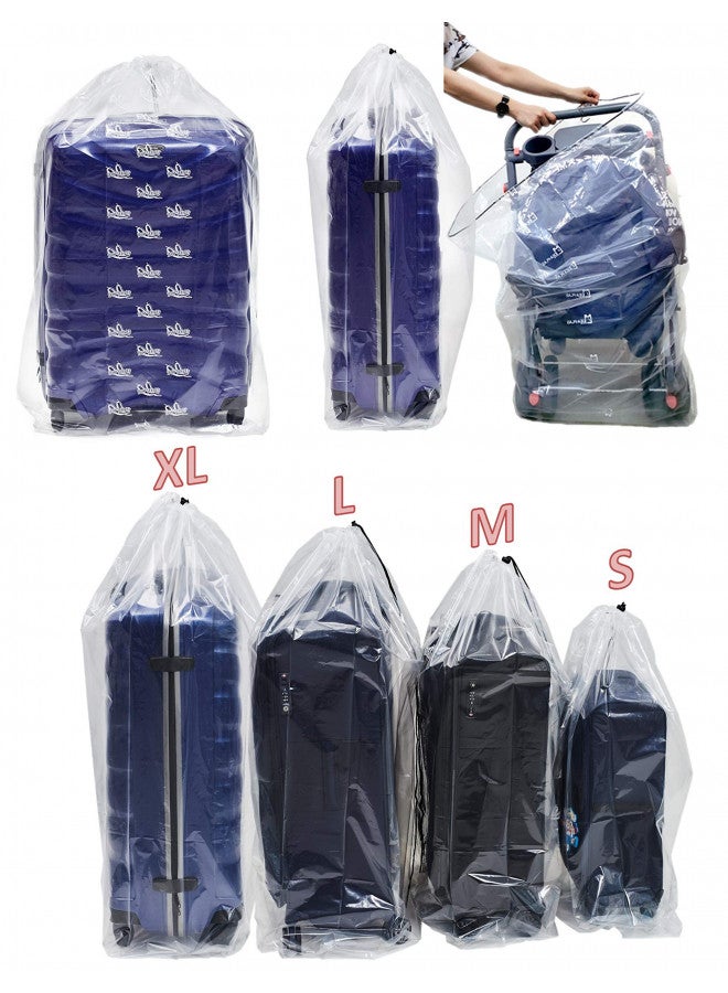 SPICY SERVED Dust Cover Big Plastic Drawstring Bags Multi-Purpose for Storage and Keeping Luggage, Big Dolls, Blankets, Pillows, Suitcase Good for Household Organizing Reusable Set of 4 bags Size S, M, L, XL - Image 1
