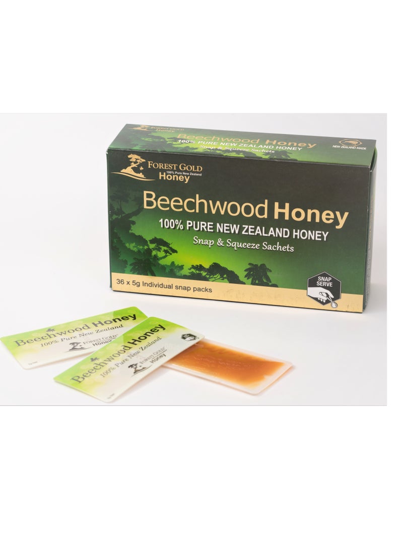 FOREST GOLD Forest Gold Beechwood Pure Raw NZ Honey Snap Packs 36 x 5gms 
