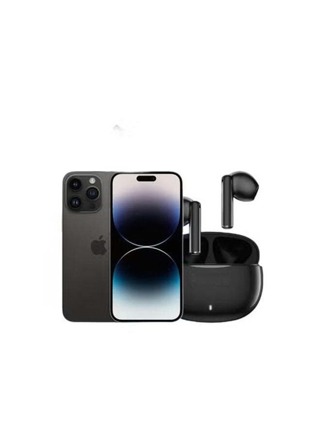 Apple Renewed - iPhone 14 Pro 256GB Space Black 5G With Facetime - International Version & Renewed - E310 True Wireless Stereo Earbuds, Bluetooth 5.3, 13mm Drivers, AI Call Noise Reduction, 20 Hours Playtime, USB-C Charging, Lightweight - Black , with 1-Year Replacement Warranty Bundle - Image 1
