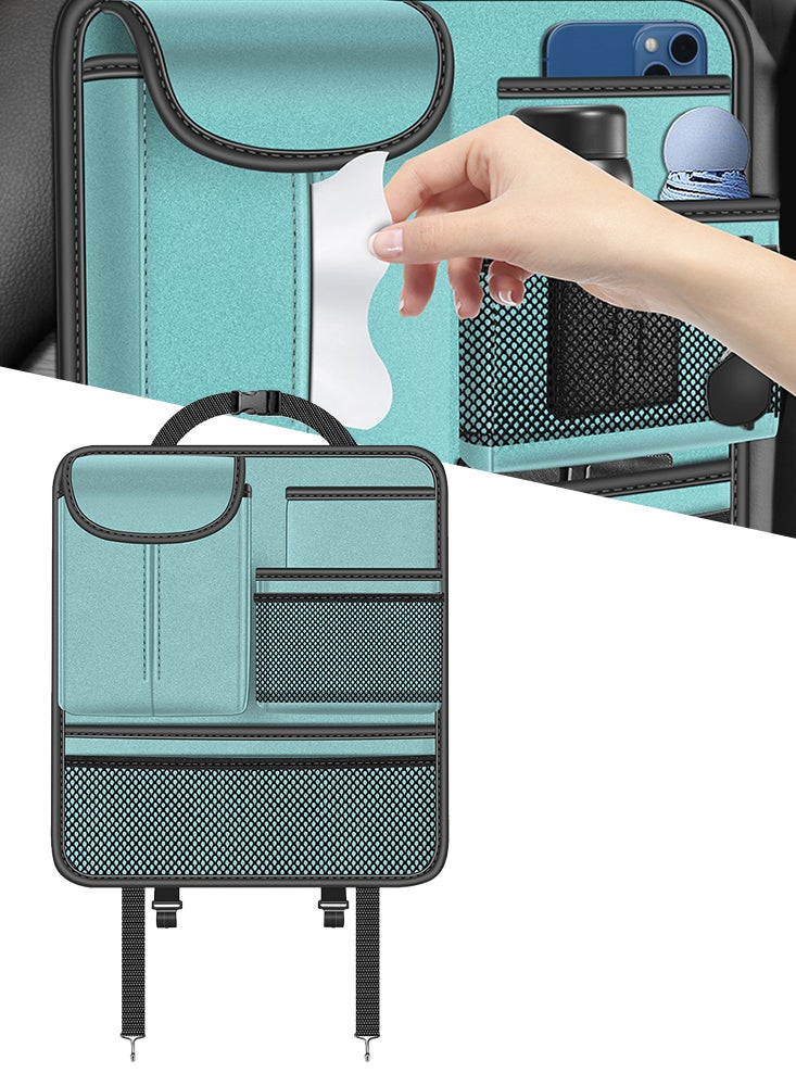 Perfii Car Backseat Organizer with Multiple Pockets,  Faux Suede Waterproof Universal Car Seat Tidy Hanging Storage Bag for Kids and Family - Image 1