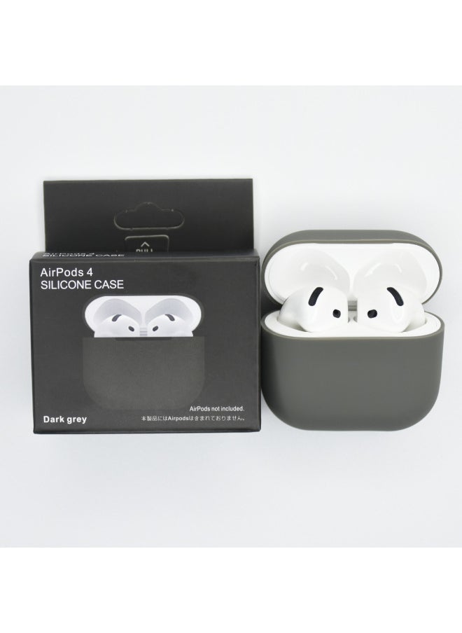 Suitable For Apple Airpods 4 Wireless Bluetooth Headset Silicone Protective Case Anti-fall Storage Bag Liquid Split-Color:Grass Gray-Applicable Models:Airpods 4