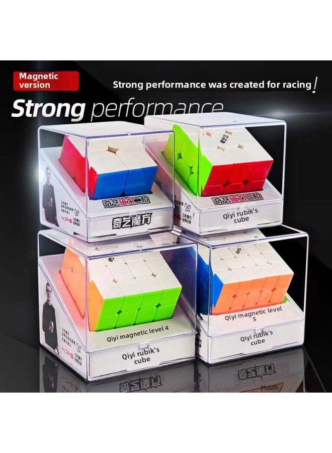 Qiyi Rubik's Cube Third-order Magnetic Force Fourth-order Fifth-order Rubik's Cube Magnetic Competition Special Educational Children's Toys Wholesale-Color:Qiyi Magnetic Fourth Order 【color】】  - Image 2