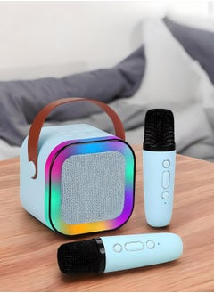 SARAQITA Portable Karaoke Bluetooth Speaker With 2 Wireless Microphones & LED Lights - Blue  - Image 1