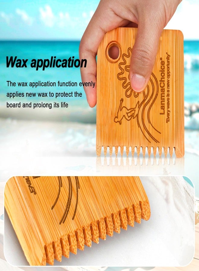 Lanmachoice Surf Wax Comb - Bamboo Surfboard Wax Scraper and Surf Board Wax Remover, Scraper Tool, Wax Comb for Surfboard - Image 2