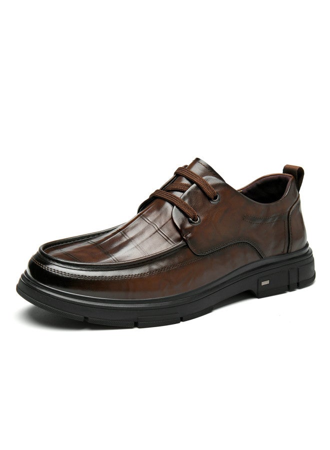 AOKANG Business Men's Shoes Daily Commute Comfortable Simple Solid Color Fashion Lace-up Men's Versatile Leather Shoes - Image 3