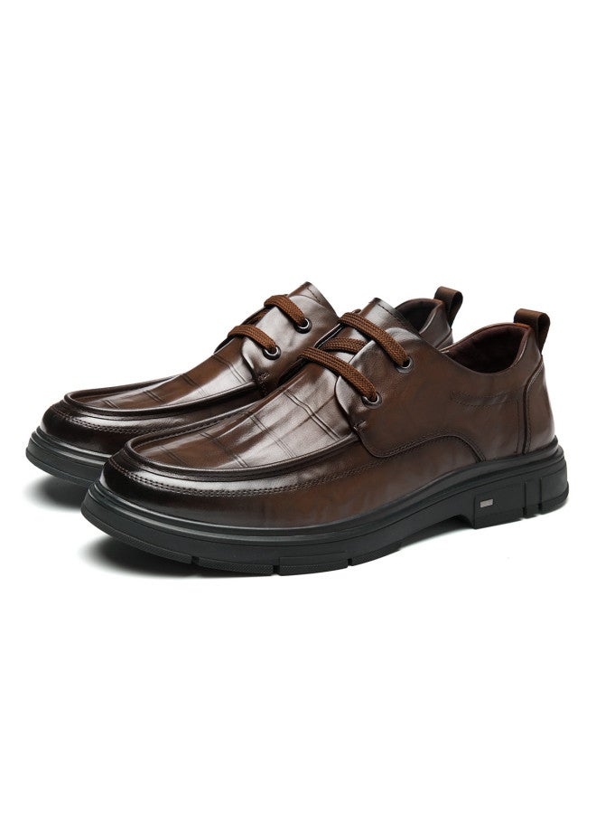 AOKANG Business Men's Shoes Daily Commute Comfortable Simple Solid Color Fashion Lace-up Men's Versatile Leather Shoes - Image 2