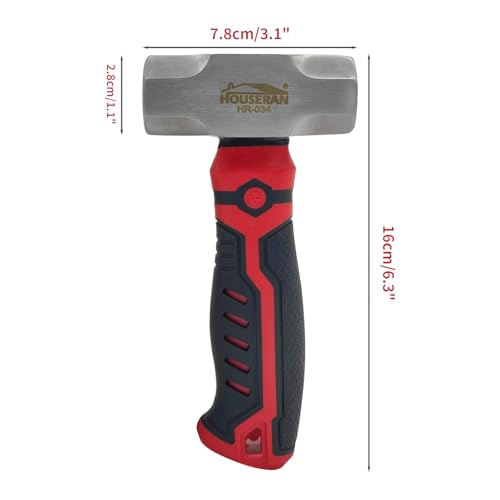 HOUSERAN Sledge Hammer, Mini Sledge Hammer, 1.24lb Sheet Metal Hammer, Drilling Hammer, Small Hammer for Women, Non-Slip Handle, for Demolition, Piling, Rock and Concrete Hammering, Red and Black - Image 2