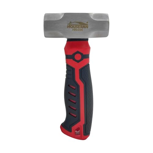 HOUSERAN Sledge Hammer, Mini Sledge Hammer, 1.24lb Sheet Metal Hammer, Drilling Hammer, Small Hammer for Women, Non-Slip Handle, for Demolition, Piling, Rock and Concrete Hammering, Red and Black - Image 1