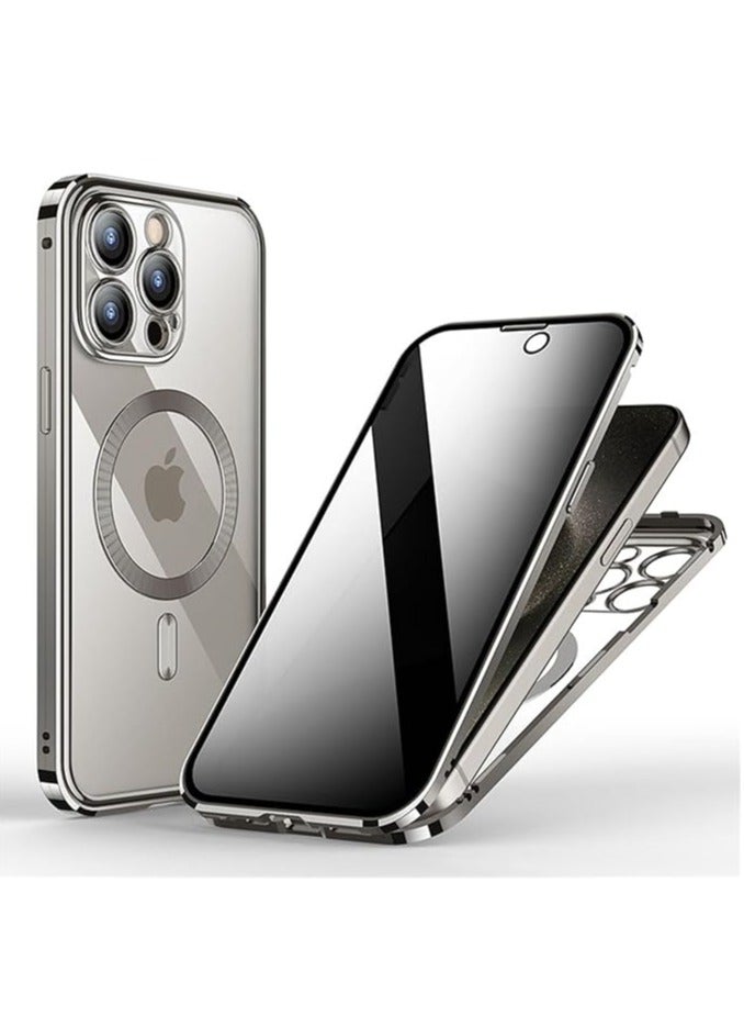general Anti-spyware case for iPhone 15  Pro Max/15 Pro/15 Plus/15, 【MagSafe compatible】 360 magnetic privacy screen full double-sided body Double-sided glass case
