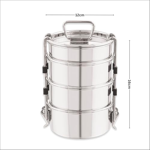 PDDFALCON Royal Lunch Box Stainless Steel Lunch Box Set,Airtight Lids,100% Leak-Proof, BIS Certified, Jindal Seal & Made in India Portable, Includes Carry Bag,(Royal Mega with Bag 1500ml (Sea Green) - Image 2