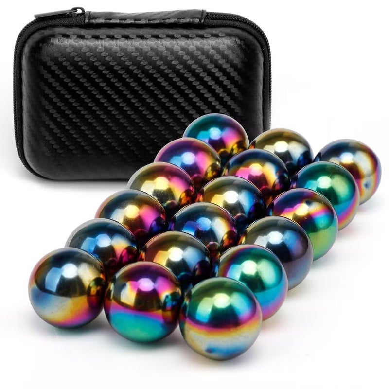 LNCOJOLM 20 PCS Rainbow Magnet Stone Ball Fidget Toys for Adults Fidget Mangetic Rock with Fiber Case Replacement for Ferrite Putty Office Desk Decoration Stress Relief Gift - Image 3