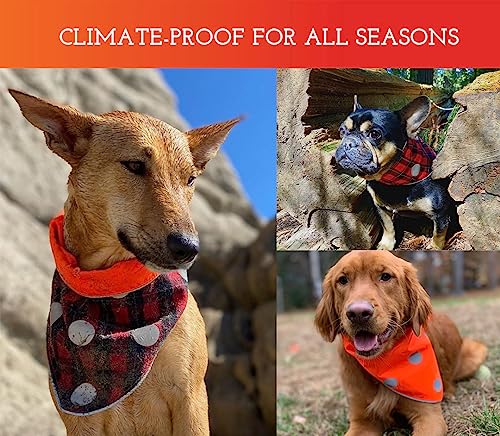SPOT THE DOG! Reflective Dog Bandanas - Reversible High Visibility Safety Dog Accessories, Dog Collar, Fluorescent Dog Apparel for Walking, Hiking and Camping, Hunting (Blaze Orange, Red Plaid, L-XL) - Image 4