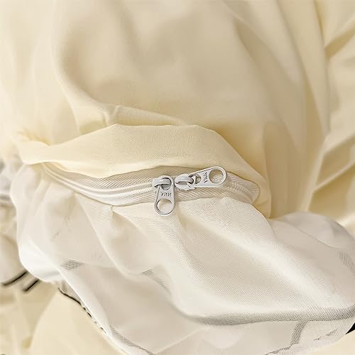 IHOUSTRIY Cream Duvet Cover Queen Size, Ruffle Beddding Set with Bowtie, 3 Pieces Comforter Cover Set with Zipper Closure, Girl Bedding with Pillowcase - Cream Yellow, Queen - Image 4