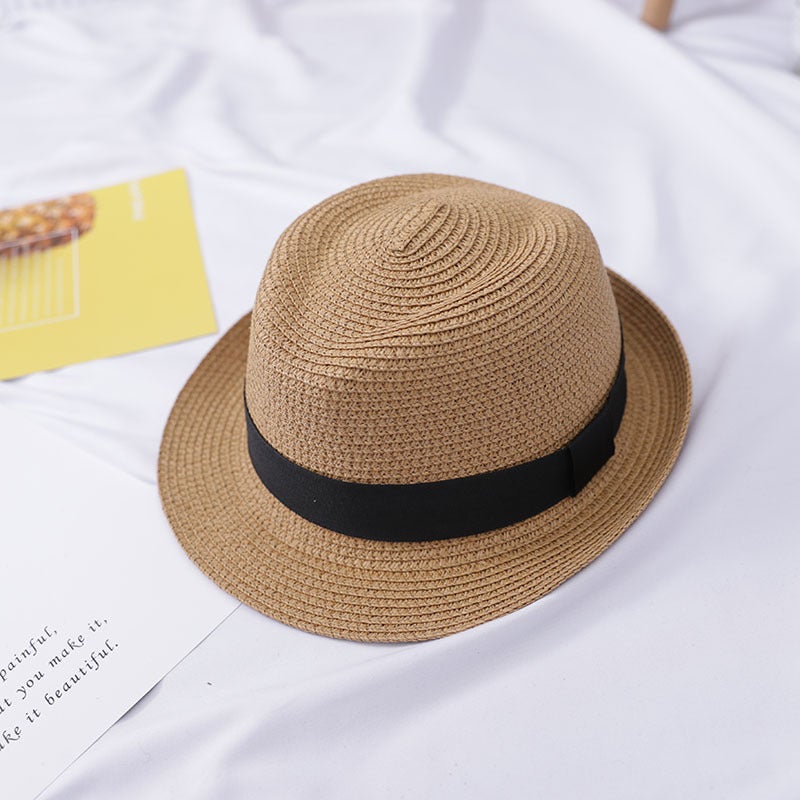 2019 Summer Fashion Kids Straw Hat Beach Cap Light brown  - Image 1