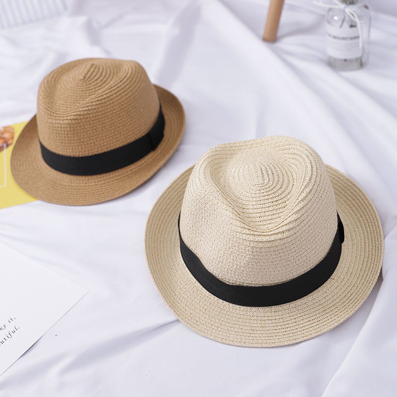 2019 Summer Fashion Kids Straw Hat Beach Cap Light brown  - Image 5