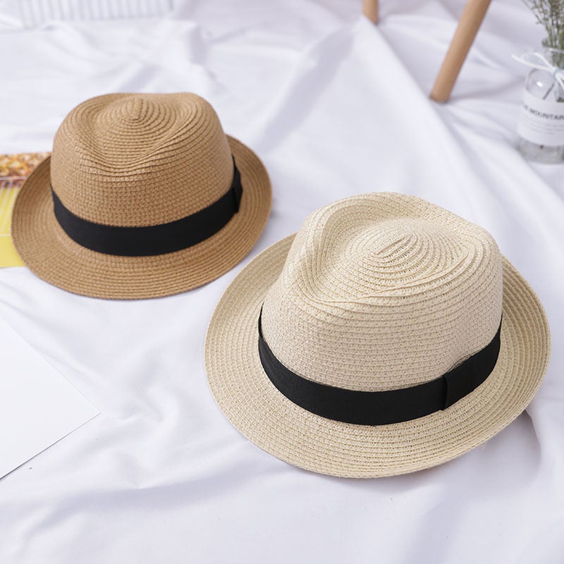 2019 Summer Fashion Kids Straw Hat Beach Cap Light brown  - Image 2