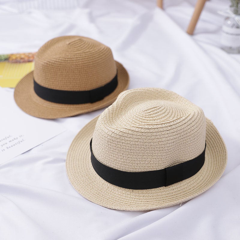 2019 Summer Fashion Kids Straw Hat Beach Cap Light brown  - Image 4