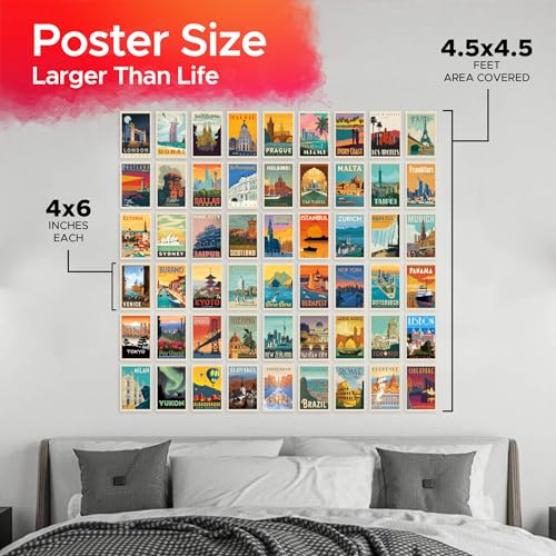 CodersParadise Travel City Wall Collage Kit – 54 Pcs Aesthetic 4x6’’ Vintage City Posters | Trendy Travel Room Décor Set for Bedroom, Popular Cities Photo Prints with Glue Dots Included - Image 4
