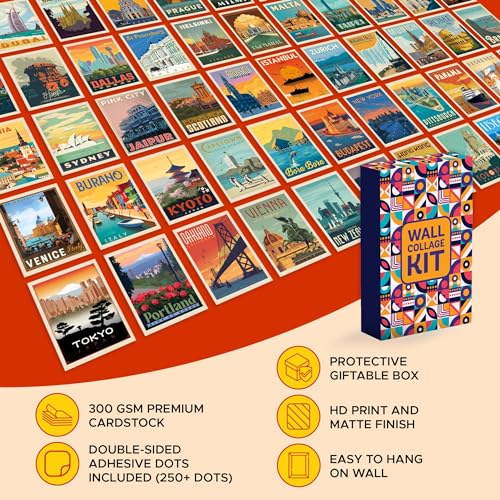CodersParadise Travel City Wall Collage Kit – 54 Pcs Aesthetic 4x6’’ Vintage City Posters | Trendy Travel Room Décor Set for Bedroom, Popular Cities Photo Prints with Glue Dots Included - Image 5