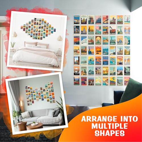 CodersParadise Travel City Wall Collage Kit – 54 Pcs Aesthetic 4x6’’ Vintage City Posters | Trendy Travel Room Décor Set for Bedroom, Popular Cities Photo Prints with Glue Dots Included - Image 3